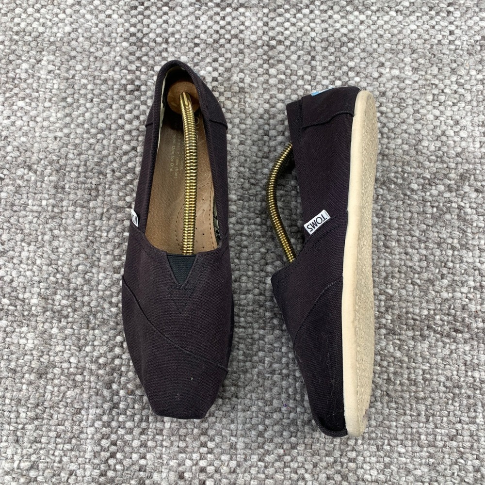 TOMS Alpargata Slip-On Shoes Womens Size 9.5 Black Canvas Classic Loafers